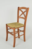 t m c s Tommychairs - Set 2 chaises Cross pour Cuisine, Bar et Salle à Manger, Robuste Structure en Bois de hêtre peindré en Couleur Cerisier et Assise en Paille