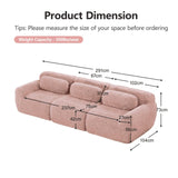 KOMHTOM Canapé Modulaire d'angle en Peluche, Canapé Profond Confortable Moderne pour Salon, Bureau, Rampe Courbée, 291 x 104 x 73cm (Rose)