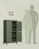 VASAGLE Armoire de Salle de Bain, Meuble de Rangement, Placard de Cuisine avec 4 Portes, Étagères Réglables, 30 x 60 x 110 cm, Vert Forêt BBC552C01