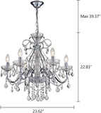 BESTIER Maria Theresa Moderne En Cristal Clair Pendentif Lustre Éclairage LED Plafonnier Luminaire Pour Salle À Manger Salle De Bains Chambre À Coucher Salon 6 E14 Ampoules Requis H65cm X D60cm