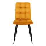 ML-Design Set de 4 Chaise de Salle à Manger, Jaune Moutarde, Revêtement en Velours, Pieds en Métal Noir, avec Dossier Ergonomique, Design Moderne, pour Le Salon Bureau Chambre Cuisine Table à Manger