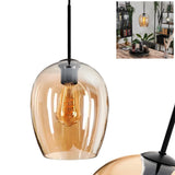 Suspension Vevino, suspension en métal/verre en noir/ambre, luminaire avec abat-jour en verre (Ø 20 cm), hauteur max. 150 cm, 1 x E27, ampoule(s) non incluse(s)