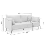 Sicaan Canapé 3 Places Industriel Sasha en Tissu Gris Clair – Canapé Droit Rectiligne Élégant et Robuste – Sofa Confortable Style Urbain Chic pour Salon, Appartement ou Loft – 203 x 85 x 86 cm