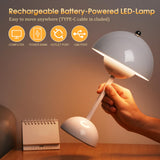 Flowerpot Lampe de table champignon – 3 couleurs en continu à intensité variable tactile, LED portable rechargeable, veilleuse de chevet et veilleuse intérieur/extérieur (blanc)