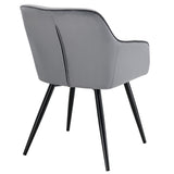 Juskys Ensemble de 2 chaises de Salle à Manger Tarje, avec Dossier et accoudoirs, Pieds métalliques, revêtement en Velours, capacité de Charge de jusqu'à 110 kg, 2 chaises de Cuisine - Gris Clair