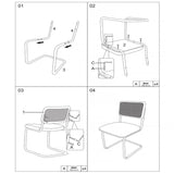 CangLong Lot de 2 chaises de salle à manger, élégante chaise de cuisine à dossier en osier avec pieds en métal doré, chaises confortables avec coussins molletonnés pour salon, salle à manger, beige