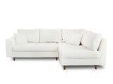 Lisa Design - Rune - canapé d'angle Droit - 4 Places - avec Pouf d'appoint - en Tissu Bouclette - Blanc