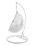 Kideo® Ensemble complet : fauteuil suspendu avec cadre et coussin, demi-coque, bubble, translucide (structure : blanc/panier : transparent (transparent), coussin : blanc (1000 Snow))