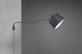 Trio Leuchten Baldo 200600132 Applique murale en métal noir mat avec abat-jour en tissu noir, 1 x E27