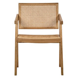 Meubletmoi Fauteuil Lounge en Bois Massif avec Cannage en Rotin - Style Naturel et Exotique - Bruno