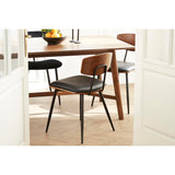 Miliboo Chaises Vintage en Bois foncé Noyer assises Noires et métal Noir (Lot de 2) Joline