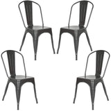 Supfine Chaise de Salle à Manger Lot de 4 Industrielle Vintage Tabouret de Cuisine avec Dossier Hauteur d'assise 44cm, Chaises Empilables Metal pour Intérieure et Extérieure Jardin Bistrot