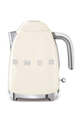 Smeg, Bouilloire Électrique KLF03CREU 1,7 L, Filtre Anticalcaire Lavable, Arrêt Automatique de Sécurité, Indicateur Niveau d'Eau, Base Antidérapante,Range Cordon Intégré, Puissance 2400W, Crème