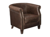 Vente-unique - Fauteuil Club 100% Cuir Vieilli ENGUERRAND Marron