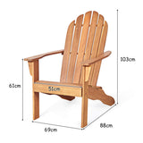 KOMFOTTEU Fauteuil Adirondack, Bois d’Acacia, Chaise de Jardin, Charge de 160 kg, Design Ergonomique, Chaise de feu de Camp, Sièges en Terrasse avec Dossier et Accoudoirs (Naturel)