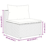 Homgoday Mobilier de balcon 3 pièces avec coussins, salon de jardin, canapé d'angle, canapé central, ensemble de sièges, pour balcon, terrasse, gris et bleu en rotin synthétique