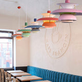 E27 Nordique Designer Danois Art Lustre,Ajustement Facile Multicouches Tête Unique Lustre,Moderne Restaurant Bar Cafe Pendant Light,Chambre Chevet,Simple Macaron Aluminium Lustre-Gradient violet 40cm