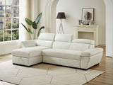 Vente-unique - Canapé d'angle Convertible en Cuir JONOVA - Blanc - Angle Gauche