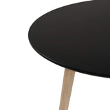 Table Basse Diamètre 80 cm en MDF Noir et Bois Clair pour Salon Moderne Tennessee