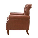 Fauteuil en Cuir PU fauteuils d'appoint en Cuir du Milieu du siècle avec capitonnage en Cuir et Garniture cloutée Fauteuil en Cuir surdimensionné pour Salon Chambre à Coucher réception Brown