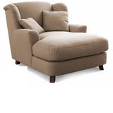 CAVADORE Assado Fauteuil rembourré avec Pieds en Bois, Grande Assise, Rembourrage et 2 Coussins Moelleux, Tissu structuré, Beige foncé, 109 x 104 x 145 cm (l x H x P)
