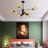 DRYIC Lustre, Lustre Suspension Globes En Verre Spoutnik Suspension Pour Îlot de Cuisine Salon Chambre Salle À Manger/Amber/8-