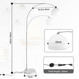 CCLIFE Lampe Lampadaire à arc salon courbée, Lampe arceau moderne en chrome Lampadaire sur pied marbre, Couleur: Blanc, réglable en hauteur 130-180cm