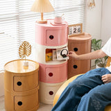 ZUOZHE Componibili 2/3/4 Portes Table d'appoint,Chevet Rond avec Tiroir,Meuble Rond de Rangement Cuisine Petit Espace,Armoire Plastique Rangement Facile à Assembler et à Démonter,Légère et Durable