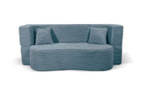 MyFoam Canapé en mousse, 3 places, 200 cm, avec fonction sommeil, déhoussable, moderne et confortable, bleu clair