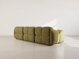 Lisa Design - Grace - canapé modulable 3 Places en Velours texturé, Vert Olive