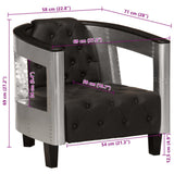 vidaXL Fauteuil en Style d'Aviation Chaise de Chambre à Coucher Siège de Salon Meuble Mobilier de Salon Maison Intérieur Salle de Séjour Noir Cuir Véritable