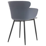 IDIMEX Lot de 4 chaises Catch pour Salle à Manger ou Cuisine au Design Retro avec Larges accoudoirs, Coque en Plastique Gris et 4 Pieds en métal laqué Noir