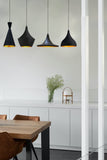 bamyum Lot de 4 Suspension Luminaire Industrielle de 26 cm pour Salle à Manger, Lustre Salon de, Lustre Bureau E27 en Métal, Vintage Lampe pour Chambre, Cuisine, Couloir, Café, Bar, Restaurant, Noir