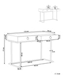 Table Console Blanche et Dorée avec 2 Tiroirs Poignées Design Idéale comme Coiffeuse ou Bureau pour Chambre ou Salon Glamour Beliani