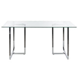 Table de Repas en Verre Trempé 160 x 90 cm Pieds Argentés Envia