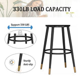 Lot de 2 tabourets de bar pivotants avec dossier rembourré à 360° en velours - Hauteur de comptoir - Tabourets de cuisine et de petit-déjeuner - Pieds en métal doré - Gris - 65 cm
