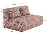 Lisa Design - Onyx - canapé Droit 2 Places zèbre en Velours, Marron/Blanc