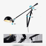 WXKAGF Applique Murale rétro à Bras oscillant, Applique Murale à Bras Long réglable E27, Appliques murales industrielles d'intérieur avec Interrupteur, Spots muraux télescopiques Pliables pour