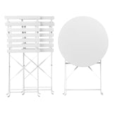 Salon de Jardin Bistrot Table et 2 Chaises en Acier Blanc Pliable avec Patins Fiori