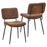HOOZ Lot de 2 ou 4 chaises rembourrées avec dossier, chaises de cuisine, avec pieds en métal, pour salle à manger, chambre à coucher et salle de conférence (aspect cuir marron, 2)