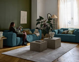 Lisa Design - Ray - canapé Droit 3 Places en Tissu texturé, Bleu grisé