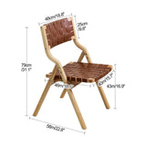 Chaises Pliantes en Bois Massif, chaises Pliantes, chaises de Salle à Manger empilables en Cuir et Bois pour Cuisine et Salle à Manger, siège tissé et Dossier en Sangle, Lot de 2