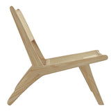 HOMCOM Fauteuil de Salon Relax, Fauteuil Lounge, Design bohème, Structure Bois d'hévéa, Dossier Assise cannage, Assise Profonde, pour Salon/Chambre, Naturel