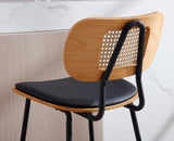 chairus Chaise Bar Cuisine avec Dossier en Rotin Lot de 2 Tabourets de Bar en Cuir Synthétique Modern Chaise Haute sans Accoudoirs (Noir)