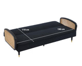 BAÏTA Canapé Droit Convertible Lea 3 Places en Velours Noir