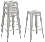 CLP Tabouret de Bar Joshua I Tabouret de Bar empilable en métal I Chaise de Bar avec Repose-Pieds I Hauteur d'assise 76 cm I Tabouret empilable, Couleur:Argent