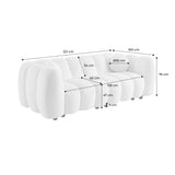 sweeek - Canapé 3 Places Coquillage en Bouclette Blanc L 221 x P 100 x H 76cm - Perla