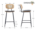 chairus Chaise Bar Cuisine avec Dossier en Rotin Lot de 2 Tabourets de Bar en Cuir Synthétique Modern Chaise Haute sans Accoudoirs (Noir)
