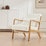 HOMIFAB Fauteuil en Bois et Tissu Bouclette écru - Lanna