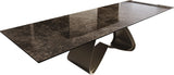 DeLife Table de Salle à Manger Edge Céramique Emperador Extra Lucidato Brun foncé 200-300x100 Piètement en W Finition Effet Titane Extensible